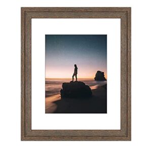 golden state art, 16x20 picture frame - displays 11x14 photo with mat or 16x20 without mat, wide moulding solid wood frame for wall display, distressed brown