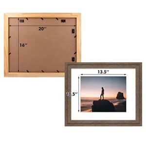 Golden State Art, 16x20 Picture Frame - Displays 11x14 Photo with Mat or 16x20 Without Mat, Wide Moulding Solid Wood Frame for Wall Display, Distressed Brown