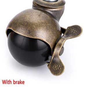 Skelang 2" Ball Caster, Grip Neck Stem Caster with Brake and Sockets, Vintage Antique Swivel Caster Wheel for Furniture, Sofa, Old Chair, Cabinet, Pack of 4 (Stem Mounting 5/16" x 1-1/2")