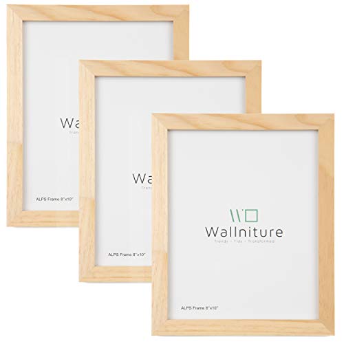 Wallniture Alps DIY Wall Decor 8x10 Craft Picture Frames Table Top Display or Wall Mount, Set of 3 Natural Finish