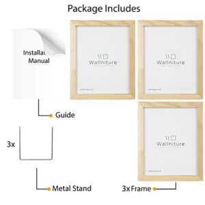 Wallniture Alps DIY Wall Decor 8x10 Craft Picture Frames Table Top Display or Wall Mount, Set of 3 Natural Finish