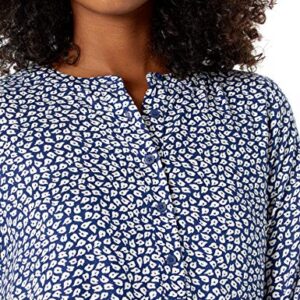 Amazon Essentials Women's Long-Sleeve Woven Blouse, Navy/White, Large