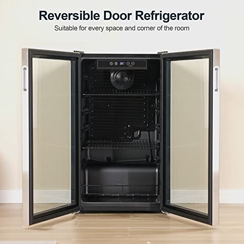 CROWNFUL Beverage Refrigerator and Cooler, Holds up to 118-Can Mini Fridge with Adjustable Shelves, Stainless Steel Frame & Glass Door with Handle, Best for Home or Office,UL Listed