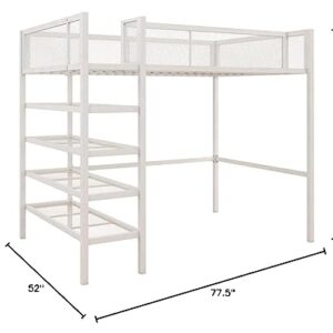 DHP Tiffany Metal Storage Bookcase, Twin Bunk Bed, White Loft