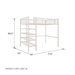 DHP Tiffany Metal Storage Bookcase, Twin Bunk Bed, White Loft