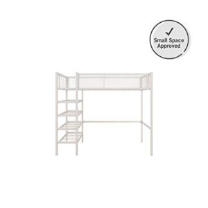 DHP Tiffany Metal Storage Bookcase, Twin Bunk Bed, White Loft