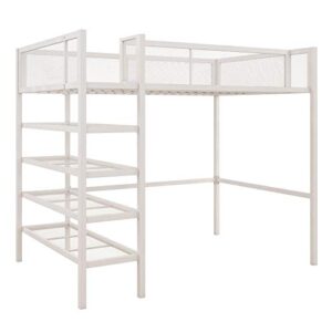 DHP Tiffany Metal Storage Bookcase, Twin Bunk Bed, White Loft