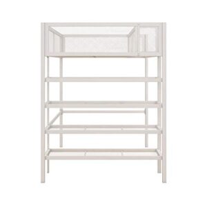 DHP Tiffany Metal Storage Bookcase, Twin Bunk Bed, White Loft