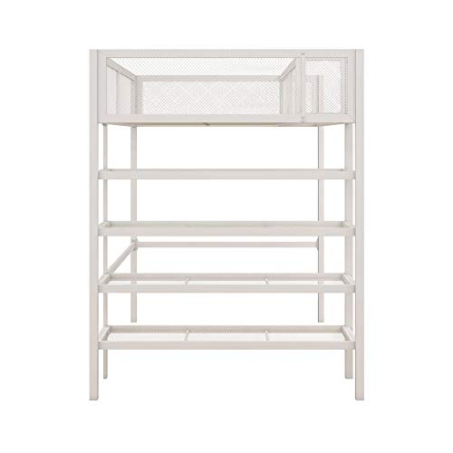 DHP Tiffany Metal Storage Bookcase, Twin Bunk Bed, White Loft