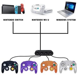 4 Controllers for Gamecube，with 4 Extension Cables and 4-Port USB Adapter for Switch PC Wii U Console (BPOS)