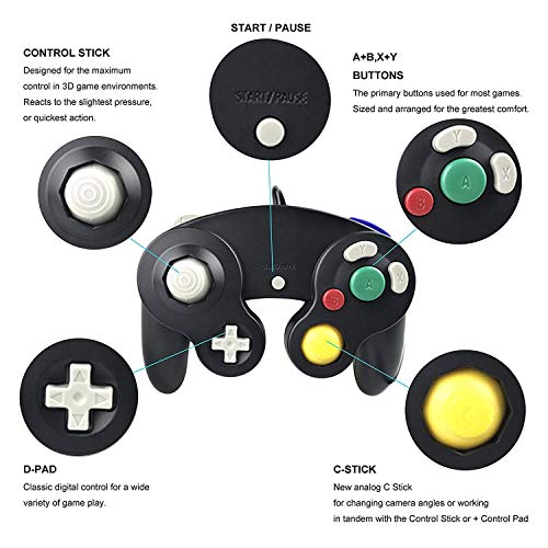 4 Controllers for Gamecube，with 4 Extension Cables and 4-Port USB Adapter for Switch PC Wii U Console (BPOS)