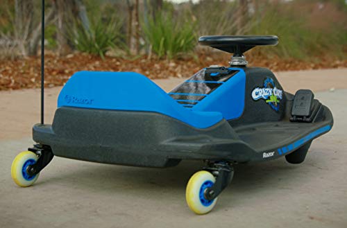 Razor Crazy Cart Shift for Kids Ages 6+ (Low Speed) 8+ (High Speed) - 12V Electric Drifting Go Kart for Kids - High/Low Speed Switch and Simplified Drifting System, for Riders up to 120 lbs,Black/Blue