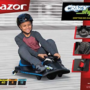 Razor Crazy Cart Shift for Kids Ages 6+ (Low Speed) 8+ (High Speed) - 12V Electric Drifting Go Kart for Kids - High/Low Speed Switch and Simplified Drifting System, for Riders up to 120 lbs,Black/Blue