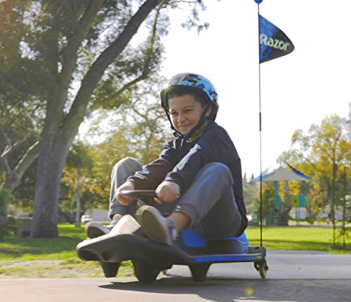 Razor Crazy Cart Shift for Kids Ages 6+ (Low Speed) 8+ (High Speed) - 12V Electric Drifting Go Kart for Kids - High/Low Speed Switch and Simplified Drifting System, for Riders up to 120 lbs,Black/Blue