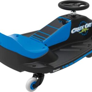 Razor Crazy Cart Shift for Kids Ages 6+ (Low Speed) 8+ (High Speed) - 12V Electric Drifting Go Kart for Kids - High/Low Speed Switch and Simplified Drifting System, for Riders up to 120 lbs,Black/Blue