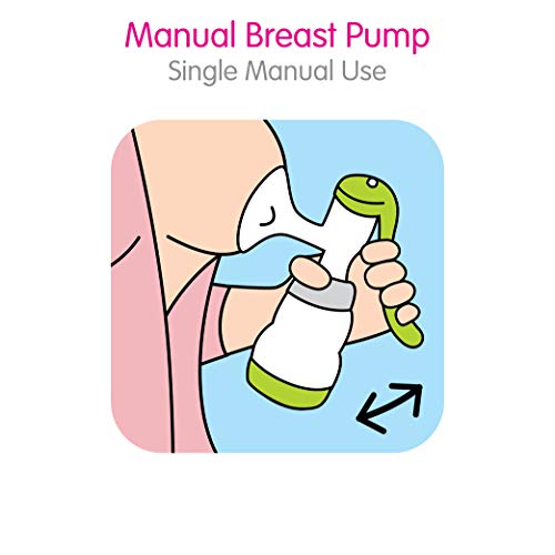 MAM Manual Breast Pump Portable Breast Pump with Easy Start Anti-Colic Baby Bottle Includes 2 Bottle Nipples 1-Count Green One Size