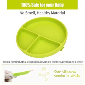 KingKam Baby Plate Bowl - Silicone Mini Mat - Super Suction Placemat Bowl with 2 Spoons for Self Feeding, 100% Safe Silicone, Dishwasher and Microwave Safe