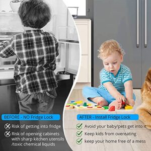 eSynic 2Pcs Fridge Lock Popular Refrigerator Lock Fridge Locks for Adults Strong Adhesive Refrigerator Lock for Kids Child Safety Fridge Child Locks with Keys Perfect for Fridge Freezers Cabinets etc