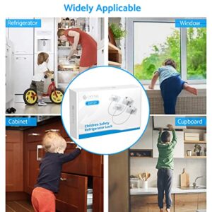 eSynic 2Pcs Fridge Lock Popular Refrigerator Lock Fridge Locks for Adults Strong Adhesive Refrigerator Lock for Kids Child Safety Fridge Child Locks with Keys Perfect for Fridge Freezers Cabinets etc