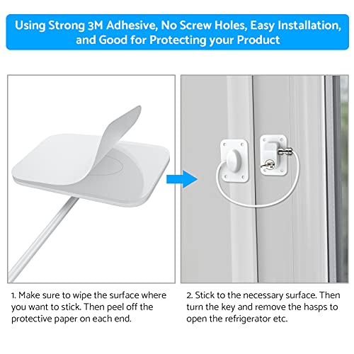 eSynic 2Pcs Fridge Lock Popular Refrigerator Lock Fridge Locks for Adults Strong Adhesive Refrigerator Lock for Kids Child Safety Fridge Child Locks with Keys Perfect for Fridge Freezers Cabinets etc