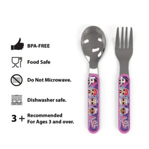 Zak Designs L.O.L. Surprise! Series Kids Plate, Bowl, Water Bottle & Flatware Set, Series 1-3 Characters, 5-piece set