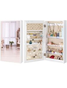 luxfurni small mirror jewellery cabinet wall-mount/door-hanging armoire, lightweight storage organizer