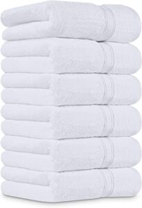utopia towels [6 pack premium hand towels set, (16 x 28 inches) 100% ring spun cotton, ultra soft and highly absorbent 600gsm towels for bathroom, gym, shower, hotel, and spa (white)
