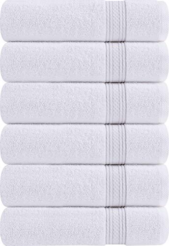 Utopia Towels [6 Pack Premium Hand Towels Set, (16 x 28 inches) 100% Ring Spun Cotton, Ultra Soft and Highly Absorbent 600GSM Towels for Bathroom, Gym, Shower, Hotel, and Spa (White)