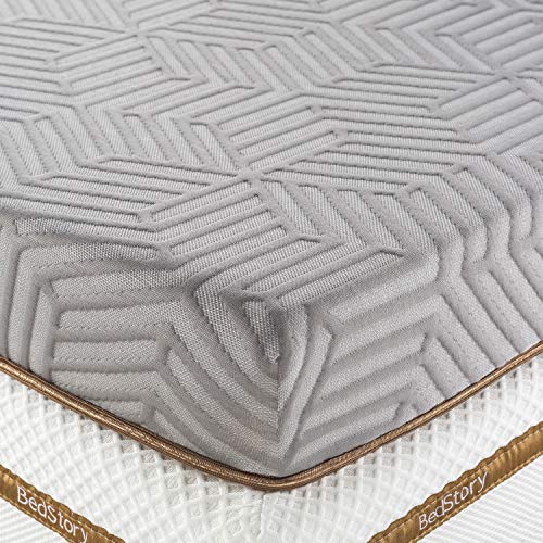 BedStory 2 Inch Memory Foam Mattress Topper Queen, Gel & Bamboo Charcoal Infused Bed Toppers, Foam Mattress Pad with Breathable Removable Cover, High-Density Memory Foam