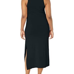 The Drop Women's Gabriela Halter Neck A-Line Side Slit Maxi Dress, Black, XL