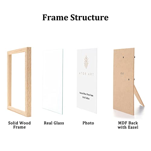 ATOBART 5x7 Oak Wood Picture Frames, 6 Pack Natural Wood Color Photo Frame with High Definition Glass for Wall Mount or Table Top Display