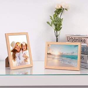 ATOBART 5x7 Oak Wood Picture Frames, 6 Pack Natural Wood Color Photo Frame with High Definition Glass for Wall Mount or Table Top Display