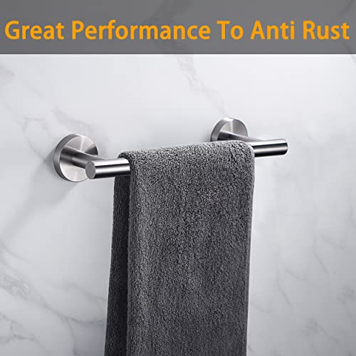 Nolimas 9 Inch Silver Bath Hand Towel Bar SUS 304 Stainless Steel Towel Rod Rack Holder Round Wall Mounted Suit for Kitchen,Bathroom,Living Room&Toilet,Anti Rust Brushed Nickel