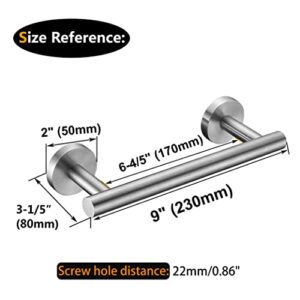 Nolimas 9 Inch Silver Bath Hand Towel Bar SUS 304 Stainless Steel Towel Rod Rack Holder Round Wall Mounted Suit for Kitchen,Bathroom,Living Room&Toilet,Anti Rust Brushed Nickel