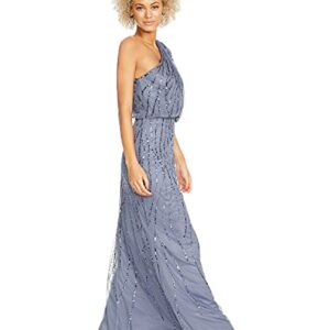 Adrianna Papell Women's Long Beaded Dress, Dusty Blue, 6