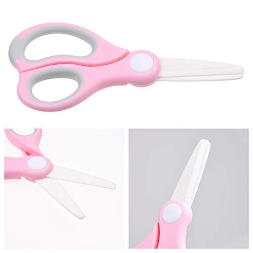 Kare & Kind Ceramic Baby Food Scissors - Pink - With Dust Cover and Storage Case - Cut Baby Food Easily - Ideal for Noodles, Meat, Chicken, Veggies and Fruits (Pink - 1 Pack)