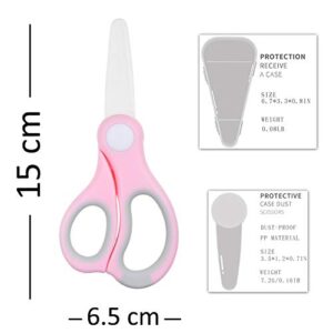 Kare & Kind Ceramic Baby Food Scissors - Pink - With Dust Cover and Storage Case - Cut Baby Food Easily - Ideal for Noodles, Meat, Chicken, Veggies and Fruits (Pink - 1 Pack)