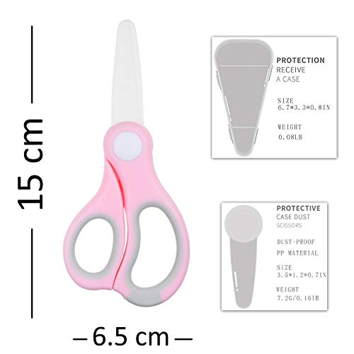 Kare & Kind Ceramic Baby Food Scissors - Pink - With Dust Cover and Storage Case - Cut Baby Food Easily - Ideal for Noodles, Meat, Chicken, Veggies and Fruits (Pink - 1 Pack)