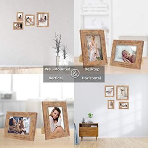 iRahmen 4 Pack 8x10 Rustic Picture Frame Set with High Definition Glass Photo Frame for Desktop Display and Wall Mounting (IR-US002-BR-P8X10(4PK))