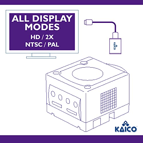 Gamecube HDMI Adapter Lead for The Nintendo Gamecube Running GCVideo Software. Supports 2X Line-Doubling and Includes Remote Control. A Simple Plug & Play Gamecube Adapter Solution by Kaico