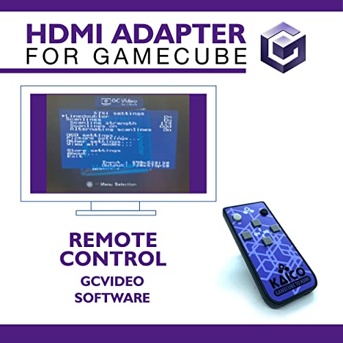 Gamecube HDMI Adapter Lead for The Nintendo Gamecube Running GCVideo Software. Supports 2X Line-Doubling and Includes Remote Control. A Simple Plug & Play Gamecube Adapter Solution by Kaico