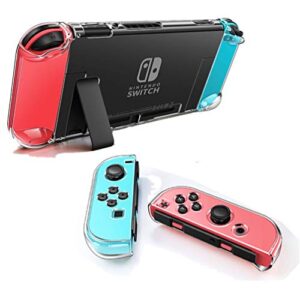 dockable clear case for nintendo switch, vanjunn 3 in 1 protective case cover for nintendo switch and joy-con controller with clear grip cover shock-absorption and anti-scratch design(crystal clear)
