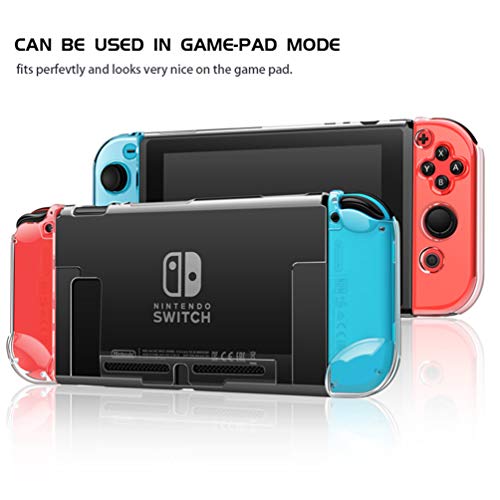 Dockable Clear Case for Nintendo Switch, VANJUNN 3 in 1 Protective Case Cover for Nintendo Switch and Joy-Con Controller with Clear Grip Cover Shock-Absorption and Anti-Scratch Design(Crystal Clear)