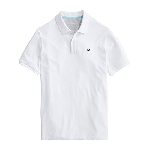 vineyard vines Men's Edgartown Short Sleeve Pique Polo, White Cap, XX-Large