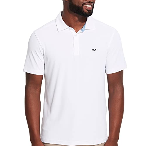 vineyard vines Men's Edgartown Short Sleeve Pique Polo, White Cap, XX-Large