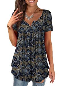 a.jesdani womens short sleeve summer tunic tops plus size blouses dark blue 1x