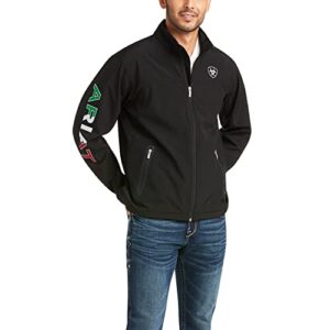 ariat male new team softshell mexico water resistant jacket black x-large