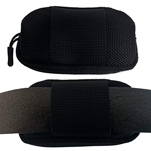 Spy Spot Waterproof Small Pouch with Zipper - Oxford Thick Fabric - Multi-purpose Bag with Loop Attachment - GPS Tracker Case, Dog Collar Pouch - Black