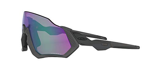 Oakley Men's Oo9401 Flight Jacket Rectangular Sunglasses, Steel/Prizm Road Jade, 37 mm