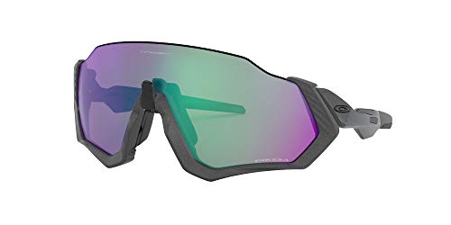 Oakley Men's Oo9401 Flight Jacket Rectangular Sunglasses, Steel/Prizm Road Jade, 37 mm